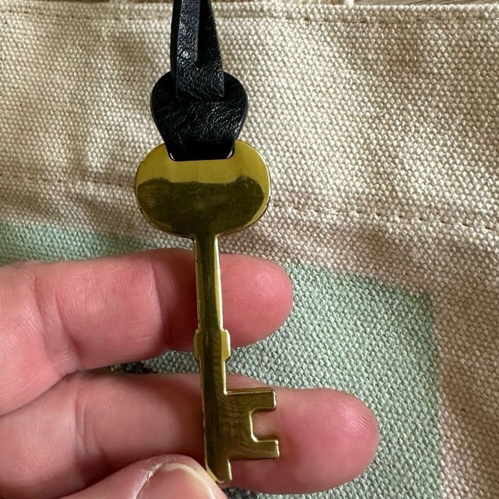 Fossil Cotton Canvas Tote Bag With Key Charm 30 Y… - image 8